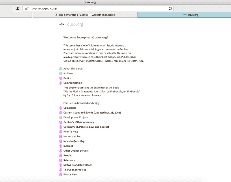 Quux gopher server